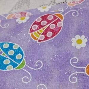Ladybug Fabric Lavender Sparkle Cotton Material Crafting Sewing 1‎ 1/4 Yards